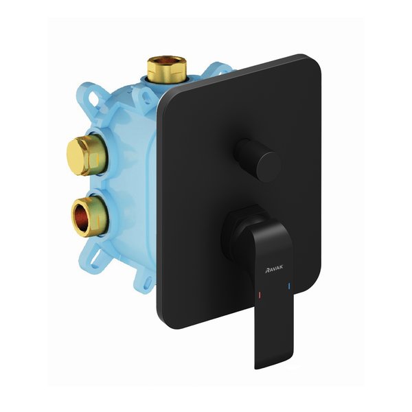 Смеситель настенный с переключателем RAVAK Flat black FL 065.20 для R-box Vari