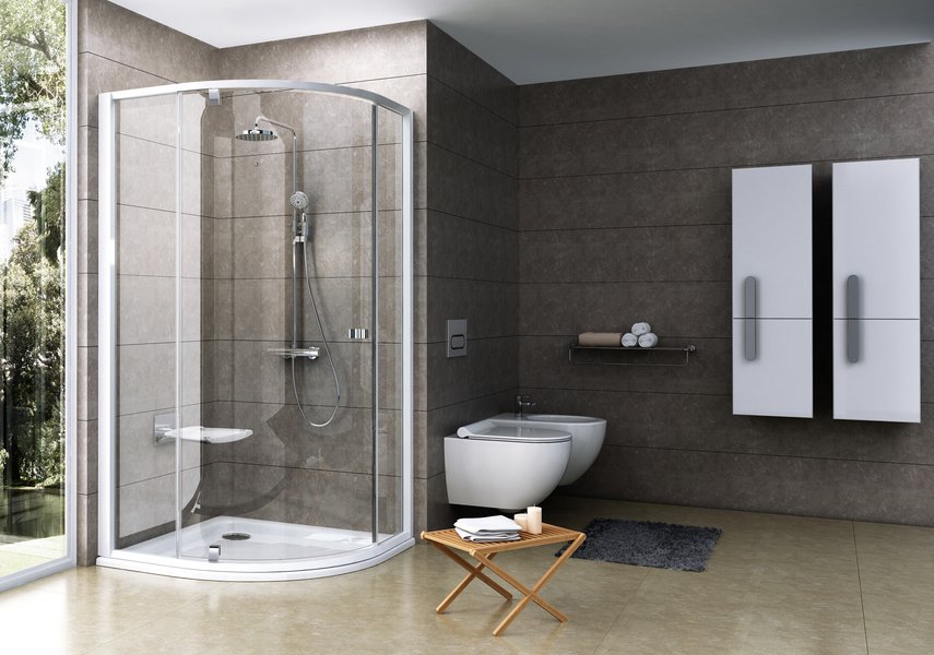 Душевой уголок четверть круга RAVAK Pivot PSKK3 90x90 см, прозрачное стекло, профиль белый