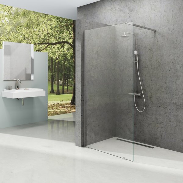 Душевая перегородка RAVAK Walk-In Wall-60, высота 200 см, прозрачное стекло, профиль чёрный